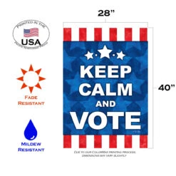 Blue Keep Calm And Vote Outdoor House Flag 40" X 28" 7 Blue Keep Calm And Vote Outdoor House Flag 40" X 28" -PatioVibe Shop dtol 1010765 3 46013.1683761858