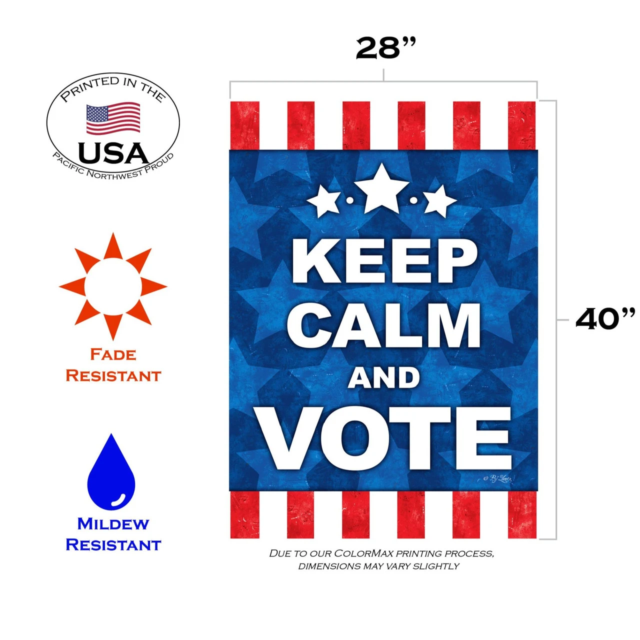 Blue Keep Calm And Vote Outdoor House Flag 40" X 28" 3 Blue Keep Calm And Vote Outdoor House Flag 40" X 28" - Image 3