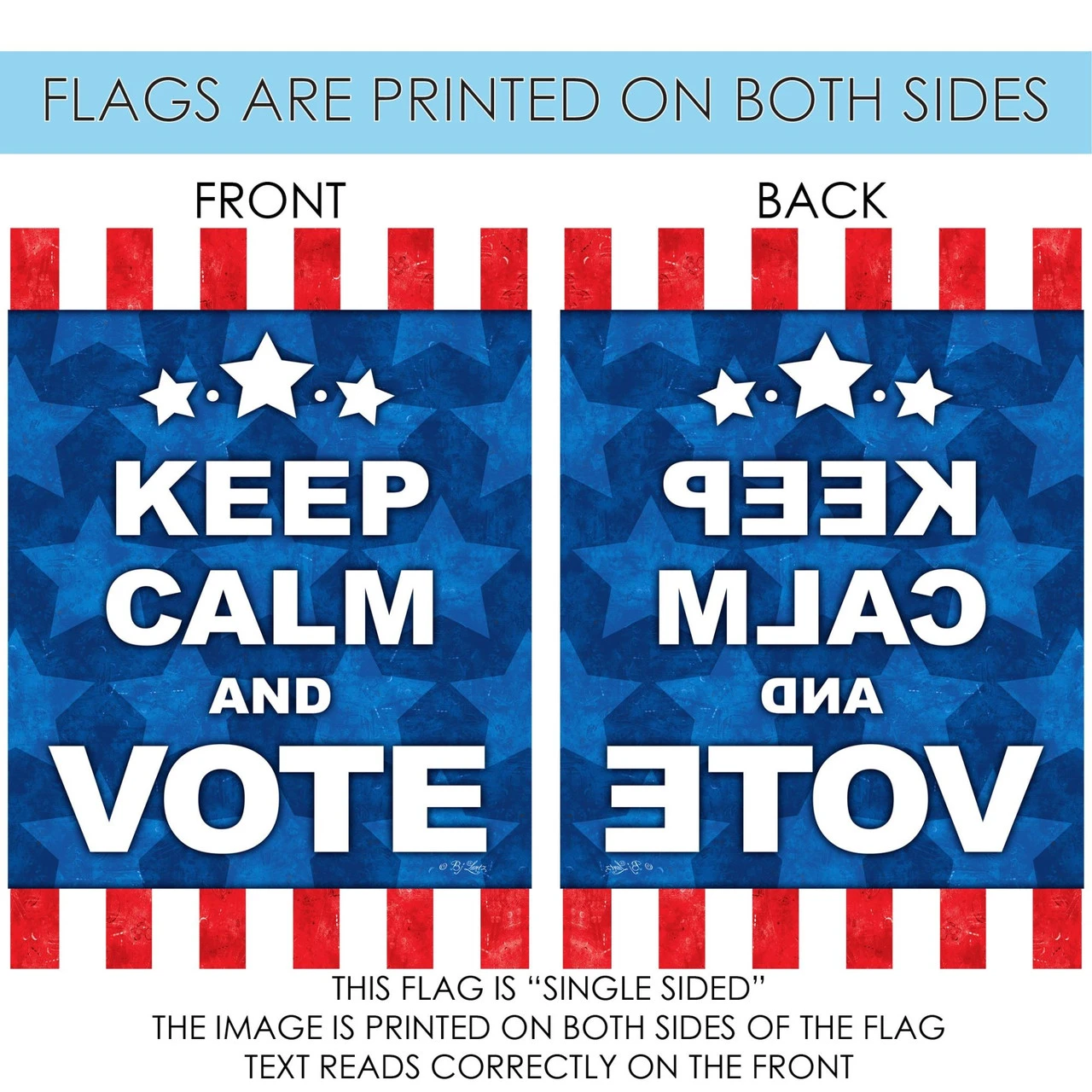 Blue Keep Calm And Vote Outdoor House Flag 40" X 28" 4 Blue Keep Calm And Vote Outdoor House Flag 40" X 28" - Image 4