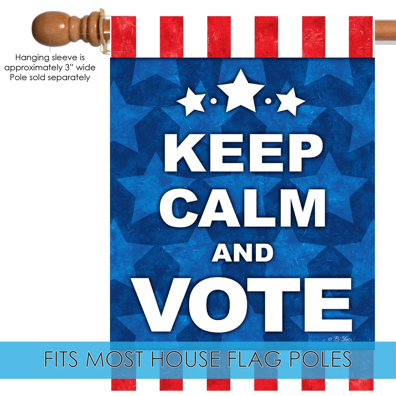 Blue Keep Calm And Vote Outdoor House Flag 40" X 28" 5 Blue Keep Calm And Vote Outdoor House Flag 40" X 28" - Image 5