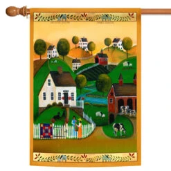 Green And Red Country Neighbors Outdoor House Flag 40" X 28"