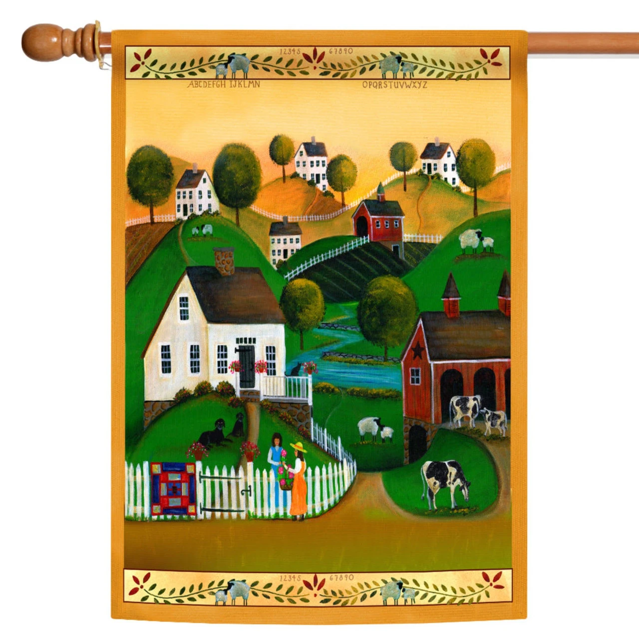 Green And Red Country Neighbors Outdoor House Flag 40" X 28" 1 Green And Red Country Neighbors Outdoor House Flag 40" X 28"