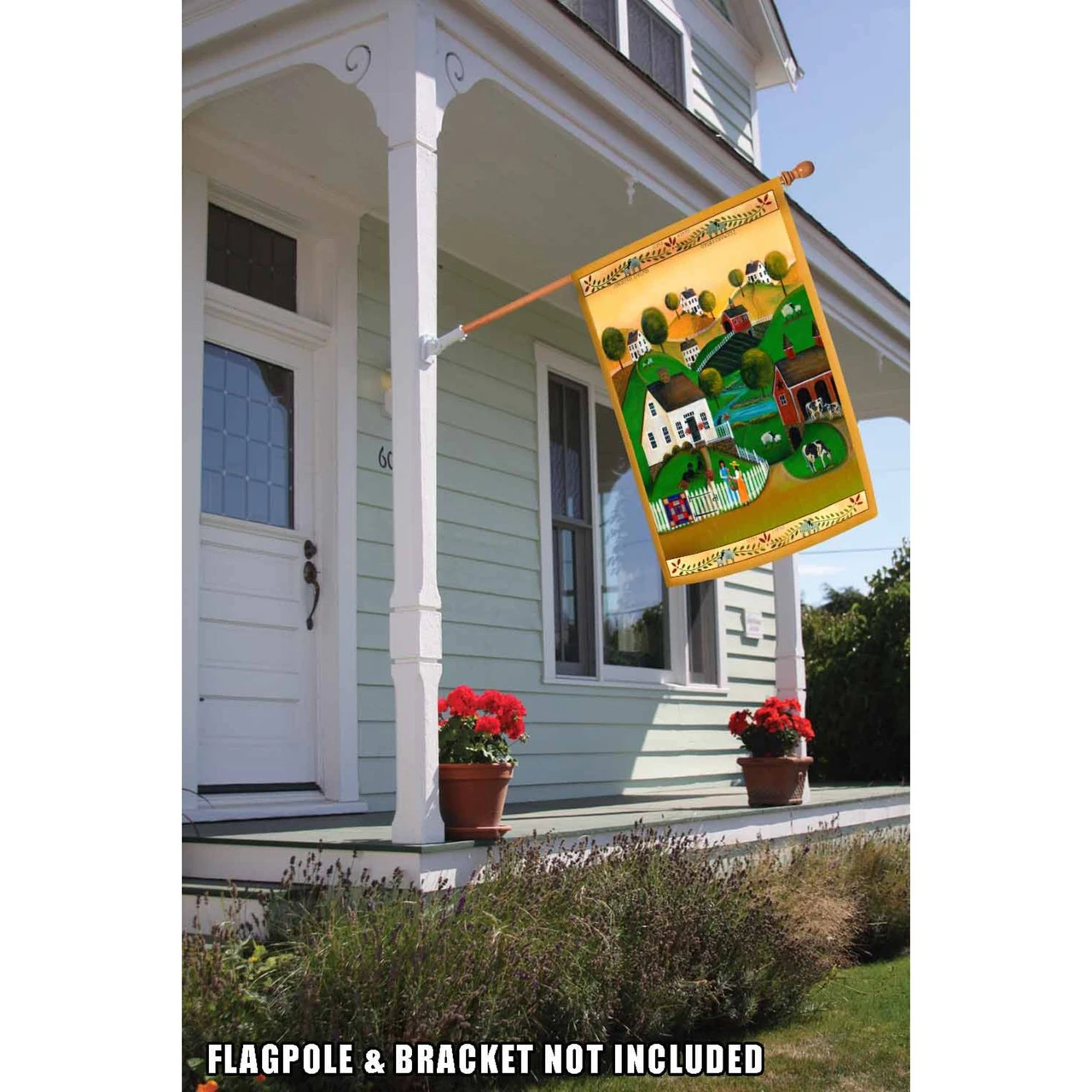 Green And Red Country Neighbors Outdoor House Flag 40" X 28" 2 Green And Red Country Neighbors Outdoor House Flag 40" X 28" - Image 2