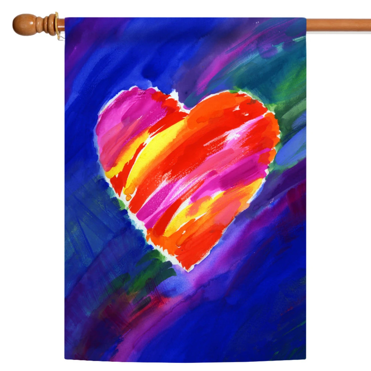 Red Heart In Blue Outdoor House Flag 40" X 28" 1 Red Heart In Blue Outdoor House Flag 40" X 28"