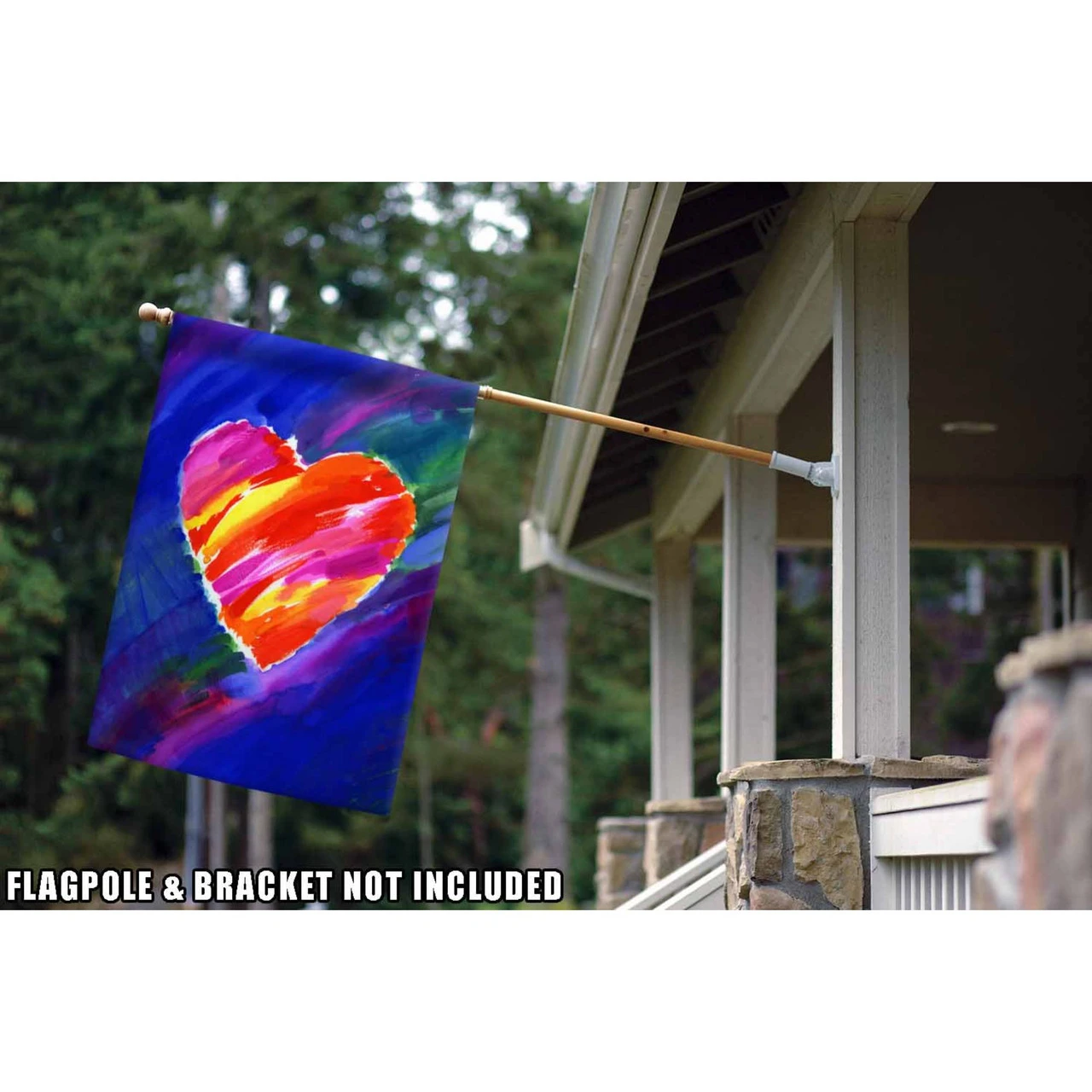 Red Heart In Blue Outdoor House Flag 40" X 28" 2 Red Heart In Blue Outdoor House Flag 40" X 28" - Image 2