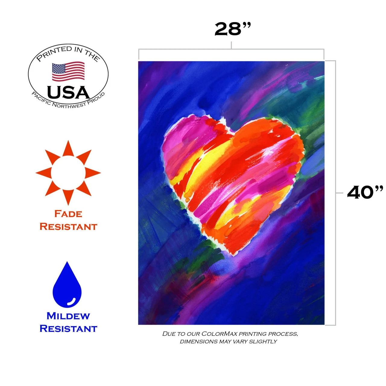 Red Heart In Blue Outdoor House Flag 40" X 28" 3 Red Heart In Blue Outdoor House Flag 40" X 28" - Image 3