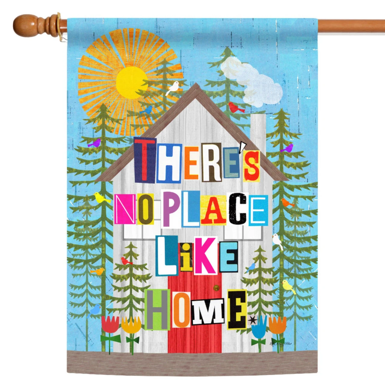 Blue And Green No Place Like Home Outdoor House Flag 40" X 28" 1 Blue And Green No Place Like Home Outdoor House Flag 40" X 28"