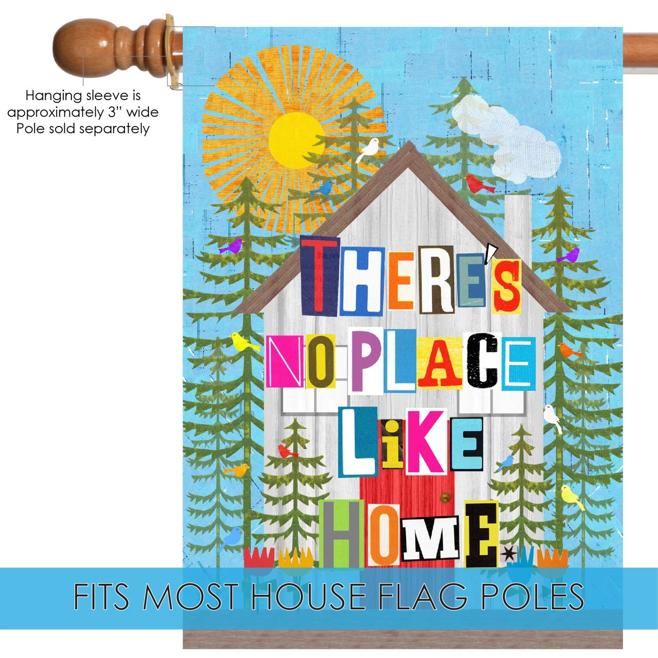 Blue And Green No Place Like Home Outdoor House Flag 40" X 28" 5 Blue And Green No Place Like Home Outdoor House Flag 40" X 28" - Image 5