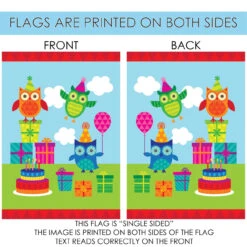 Blue And Green Party Owls Outdoor House Flag 40" X 28" 8 Blue And Green Party Owls Outdoor House Flag 40" X 28" -PatioVibe Shop dtol 1010796 4 41416.1683819475