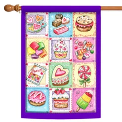 Pink And Blue Granny's Goodies Outdoor House Flag 40" X 28"