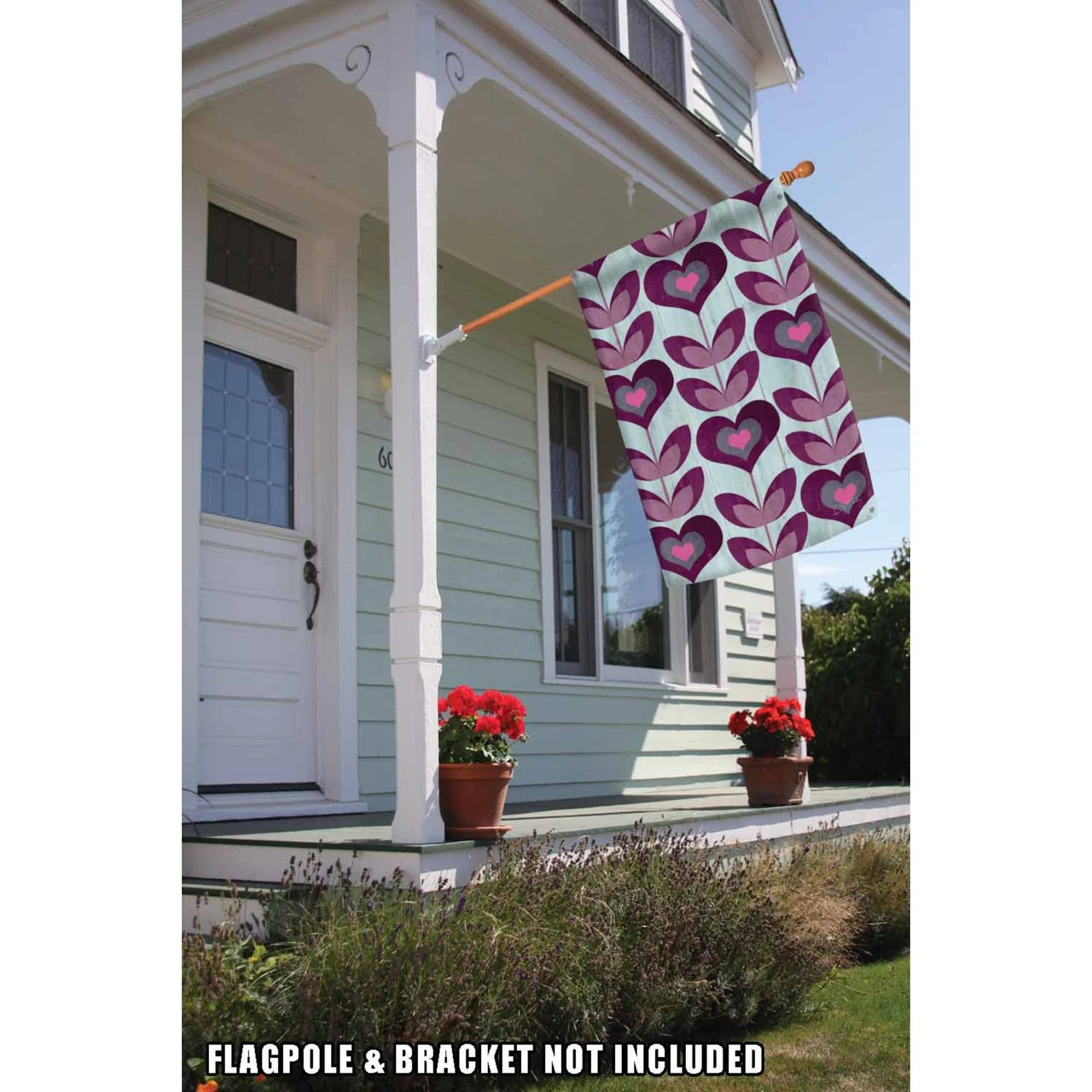 Purple And Blue Flower Hearts Outdoor House Flag 40" X 28" 2 Purple And Blue Flower Hearts Outdoor House Flag 40" X 28" - Image 2