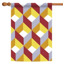 Yellow And Red Cube Collage Outdoor House Flag 40" X 28"