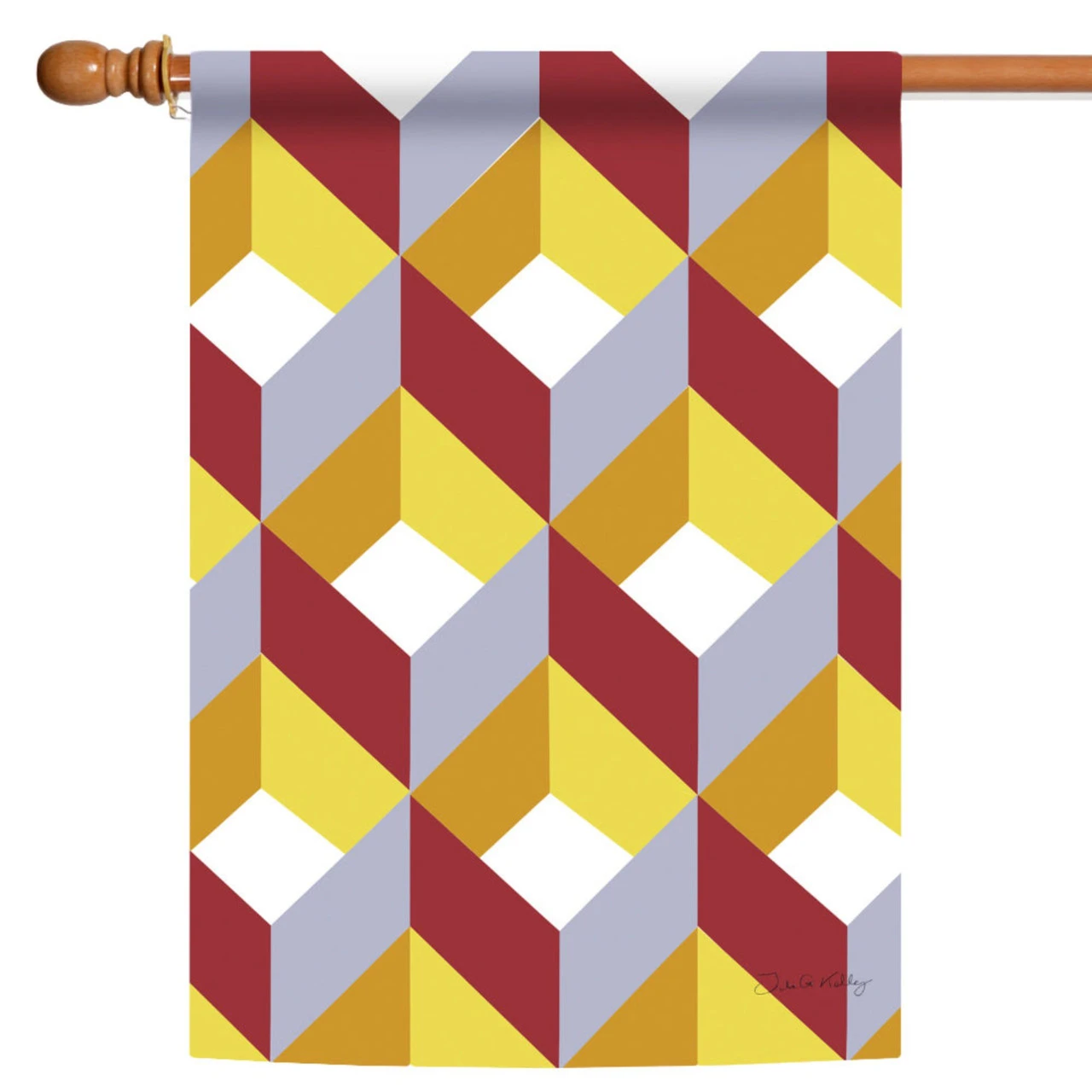 Yellow And Red Cube Collage Outdoor House Flag 40" X 28" 1 Yellow And Red Cube Collage Outdoor House Flag 40" X 28"