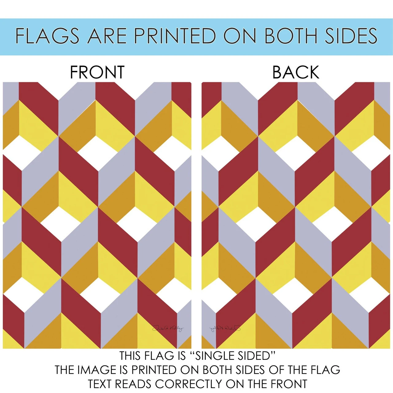 Yellow And Red Cube Collage Outdoor House Flag 40" X 28" 4 Yellow And Red Cube Collage Outdoor House Flag 40" X 28" - Image 4