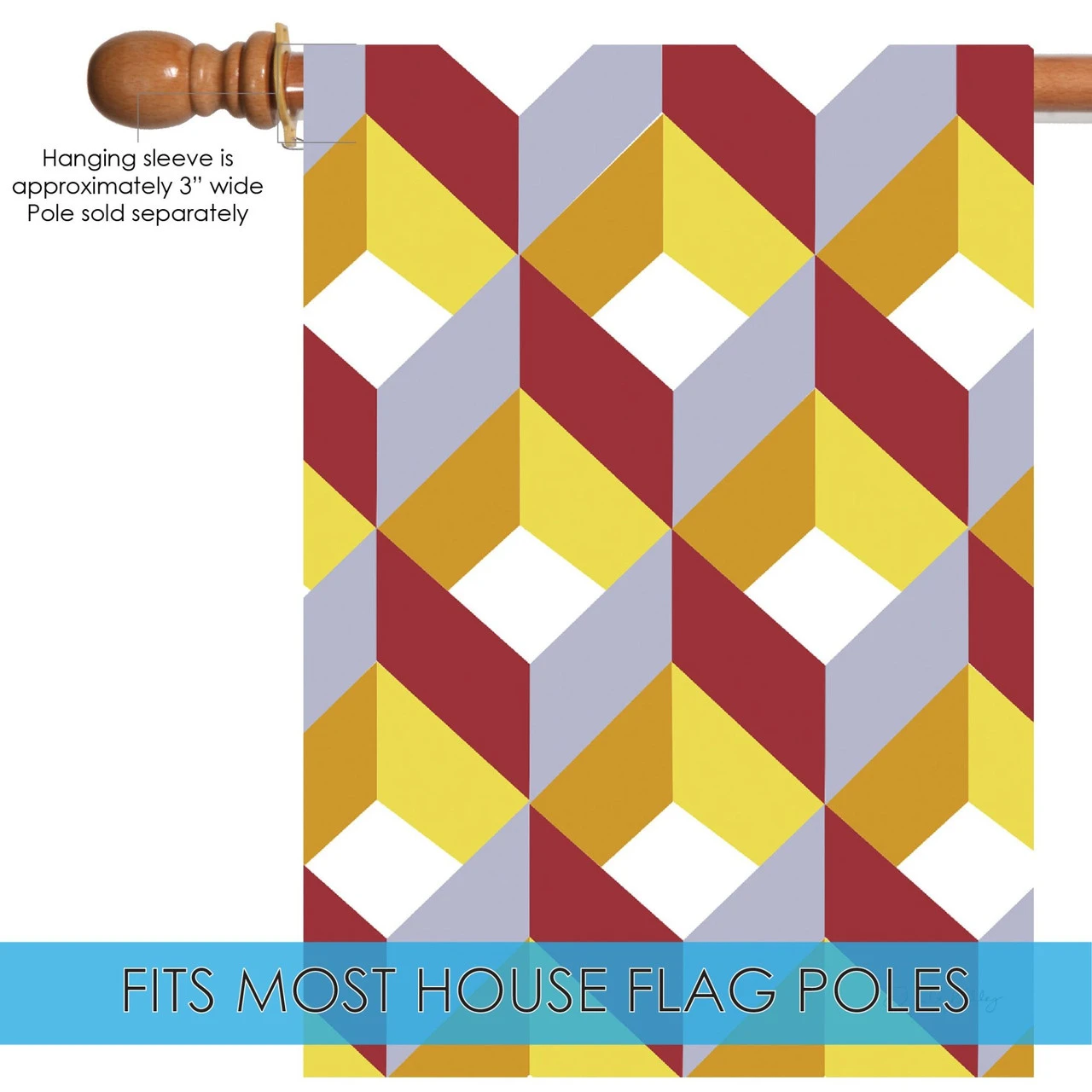 Yellow And Red Cube Collage Outdoor House Flag 40" X 28" 5 Yellow And Red Cube Collage Outdoor House Flag 40" X 28" - Image 5