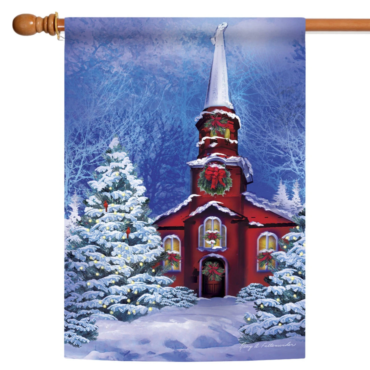 White And Red Serene Sanctuary Outdoor House Flag 40" X 28" 1 White And Red Serene Sanctuary Outdoor House Flag 40" X 28"