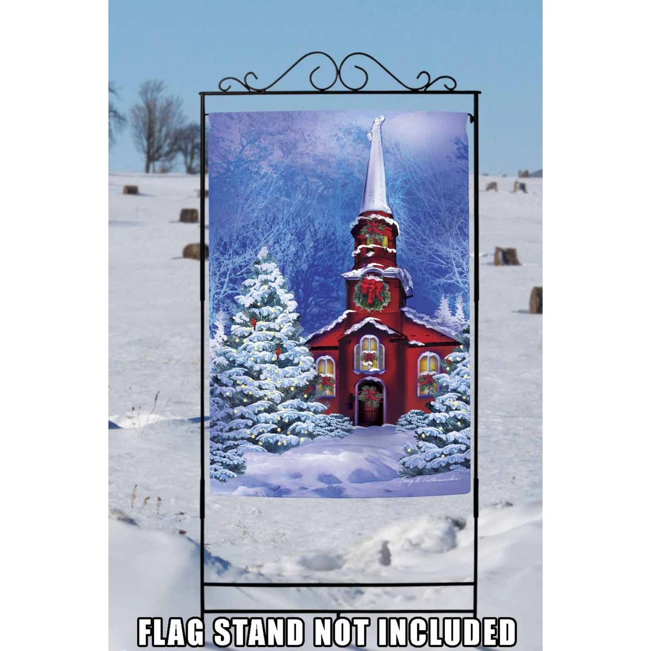 White And Red Serene Sanctuary Outdoor House Flag 40" X 28" 2 White And Red Serene Sanctuary Outdoor House Flag 40" X 28" - Image 2