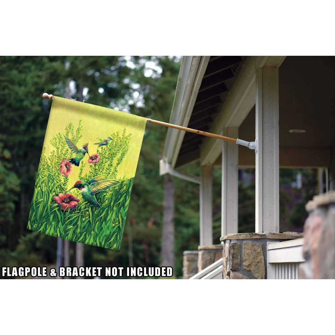 Green And Red Hummingbirds In Flight Outdoor House Flag 40" X 28" 2 Green And Red Hummingbirds In Flight Outdoor House Flag 40" X 28" - Image 2