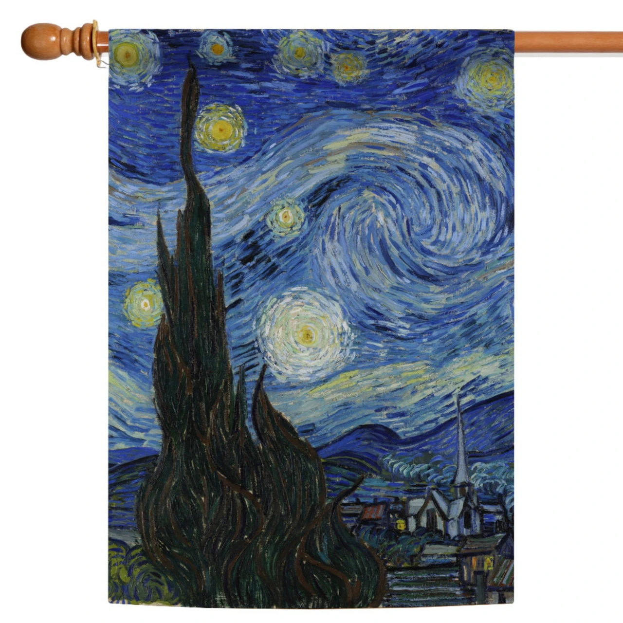 Blue And Black Van Gogh's Starry Night Outdoor House Flag 40" X 28" 1 Blue And Black Van Gogh's Starry Night Outdoor House Flag 40" X 28"