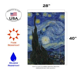 Blue And Black Van Gogh's Starry Night Outdoor House Flag 40" X 28" 7 Blue And Black Van Gogh's Starry Night Outdoor House Flag 40" X 28" -PatioVibe Shop dtol 1010857 3 40900.1683833576