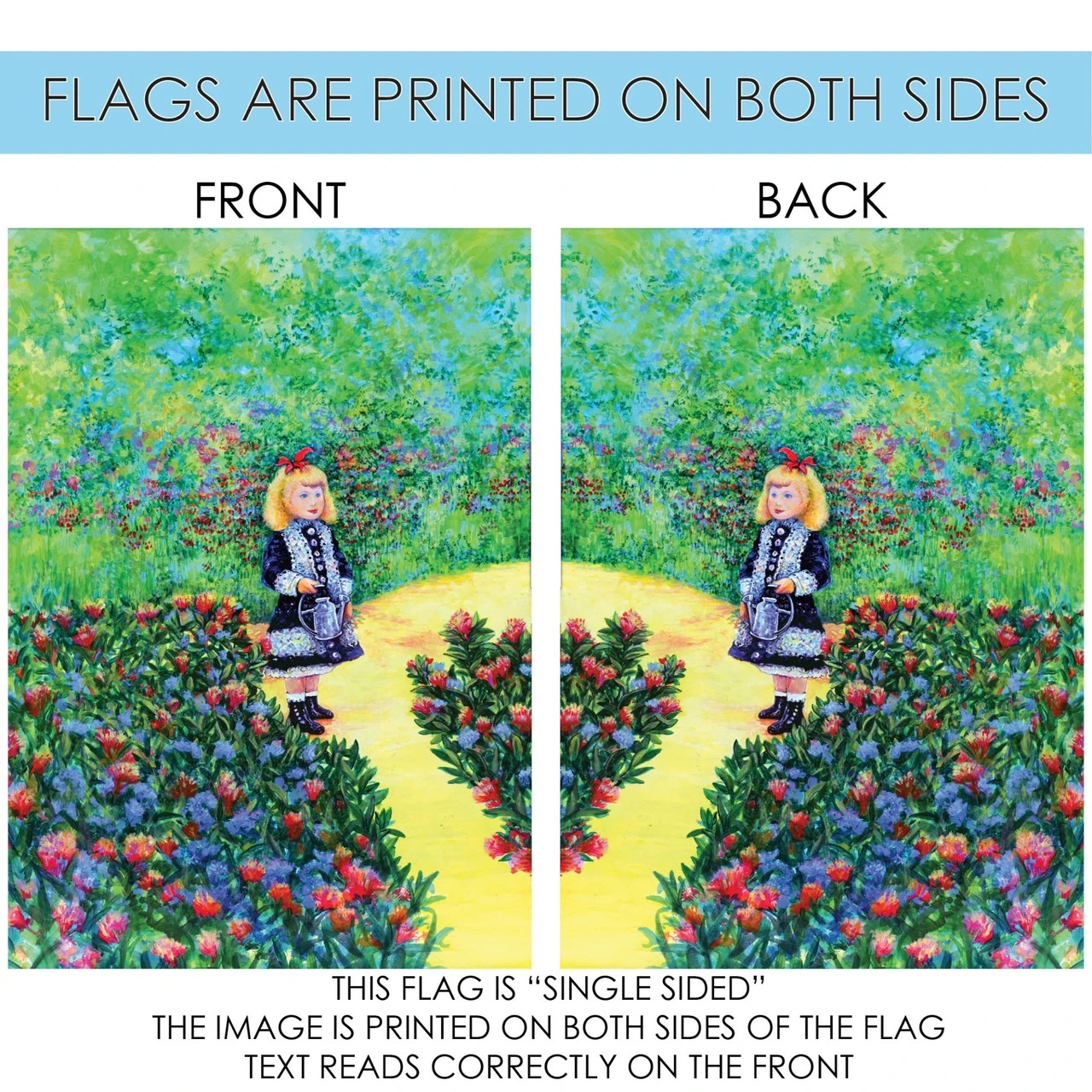 Green And Red Renoir's Girl With Watering Can Outdoor House Flag 40" X 28" 4 Green And Red Renoir's Girl With Watering Can Outdoor House Flag 40" X 28" - Image 4