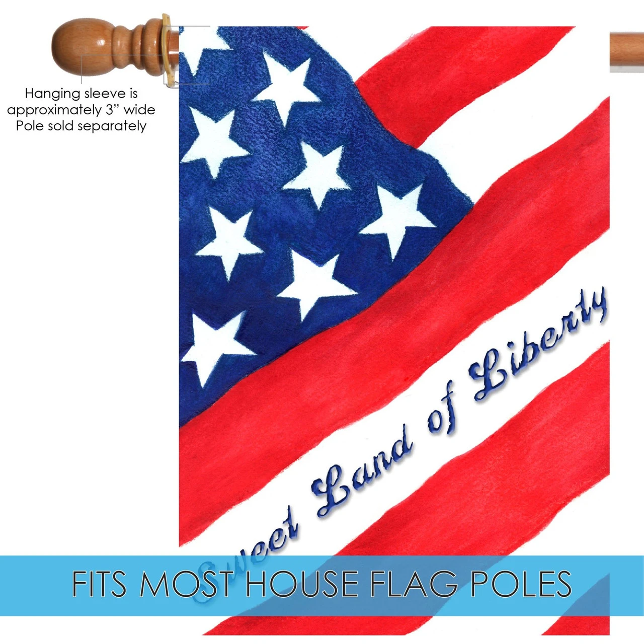 Red And Blue Sweet Land Of Liberty Outdoor House Flag 40" X 28" 5 Red And Blue Sweet Land Of Liberty Outdoor House Flag 40" X 28" - Image 5