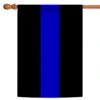 Black And Blue Thin Line Outdoor House Flag 40" X 28"