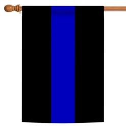 Black And Blue Thin Line Outdoor House Flag 40" X 28"