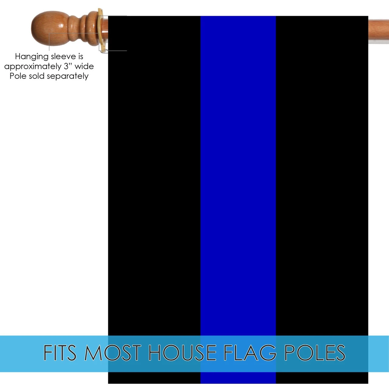 Black And Blue Thin Line Outdoor House Flag 40" X 28" 5 Black And Blue Thin Line Outdoor House Flag 40" X 28" - Image 5
