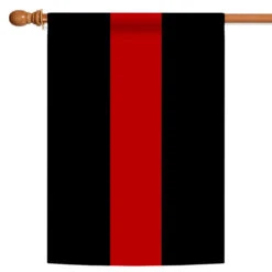 Black And Red Thin Line Outdoor House Flag 40" X 28"