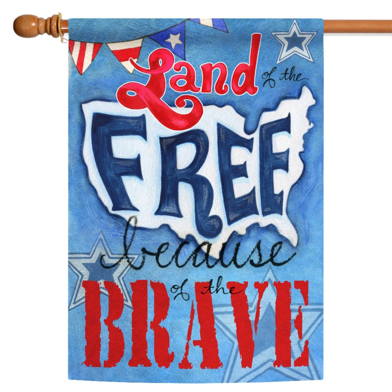 Red And Blue Because Of The Brave Outdoor House Flag 40" X 28" 1 Red And Blue Because Of The Brave Outdoor House Flag 40" X 28"