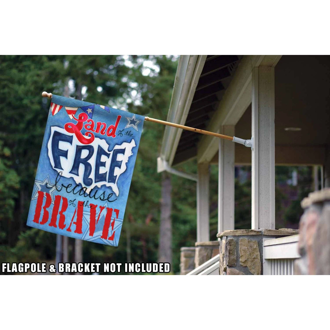 Red And Blue Because Of The Brave Outdoor House Flag 40" X 28" 2 Red And Blue Because Of The Brave Outdoor House Flag 40" X 28" - Image 2