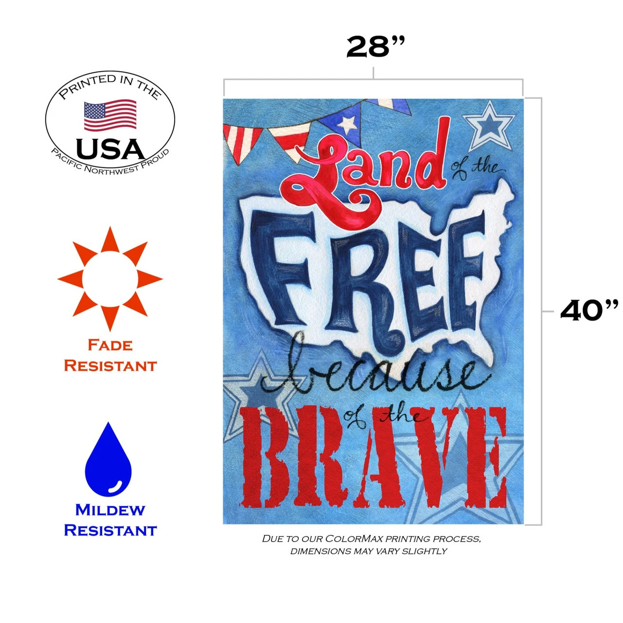 Red And Blue Because Of The Brave Outdoor House Flag 40" X 28" 3 Red And Blue Because Of The Brave Outdoor House Flag 40" X 28" - Image 3