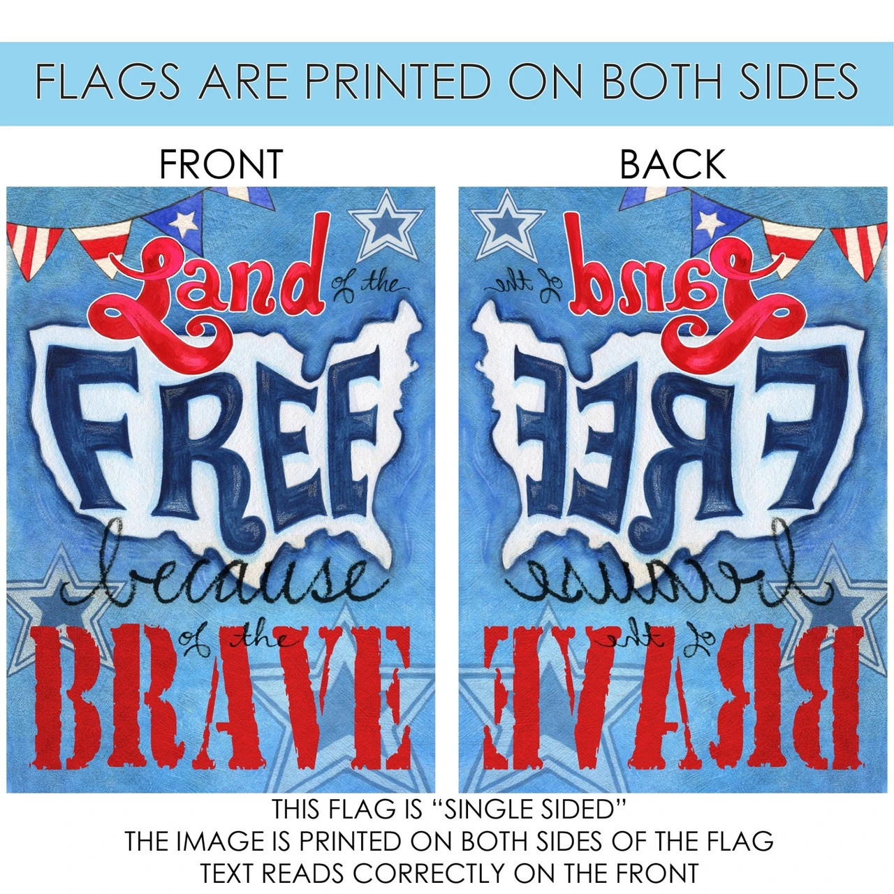 Red And Blue Because Of The Brave Outdoor House Flag 40" X 28" 4 Red And Blue Because Of The Brave Outdoor House Flag 40" X 28" - Image 4