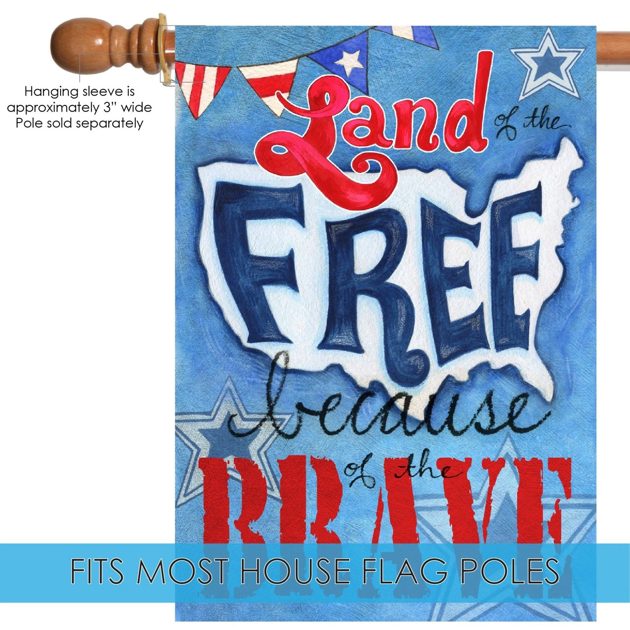 Red And Blue Because Of The Brave Outdoor House Flag 40" X 28" 5 Red And Blue Because Of The Brave Outdoor House Flag 40" X 28" - Image 5