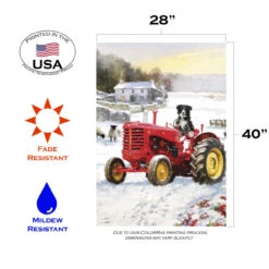White And Red Tractor Dog Christmas Outdoor House Flag 40" X 28" -PatioVibe Shop dtol 1010878 3 47080.1683862177