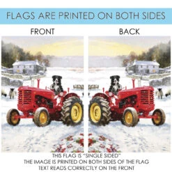 White And Red Tractor Dog Christmas Outdoor House Flag 40" X 28" -PatioVibe Shop dtol 1010878 4 92005.1683862177