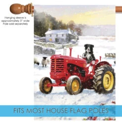 White And Red Tractor Dog Christmas Outdoor House Flag 40" X 28" -PatioVibe Shop dtol 1010878 5 98744.1683862178