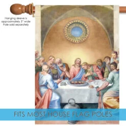 Brown And Gray Last Supper Christmas Outdoor House Flag 40" X 28" -PatioVibe Shop dtol 1010879 5 36162.1683862160
