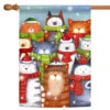 Brown And Gray Cat Caroling Christmas Outdoor House Flag 40" X 28"