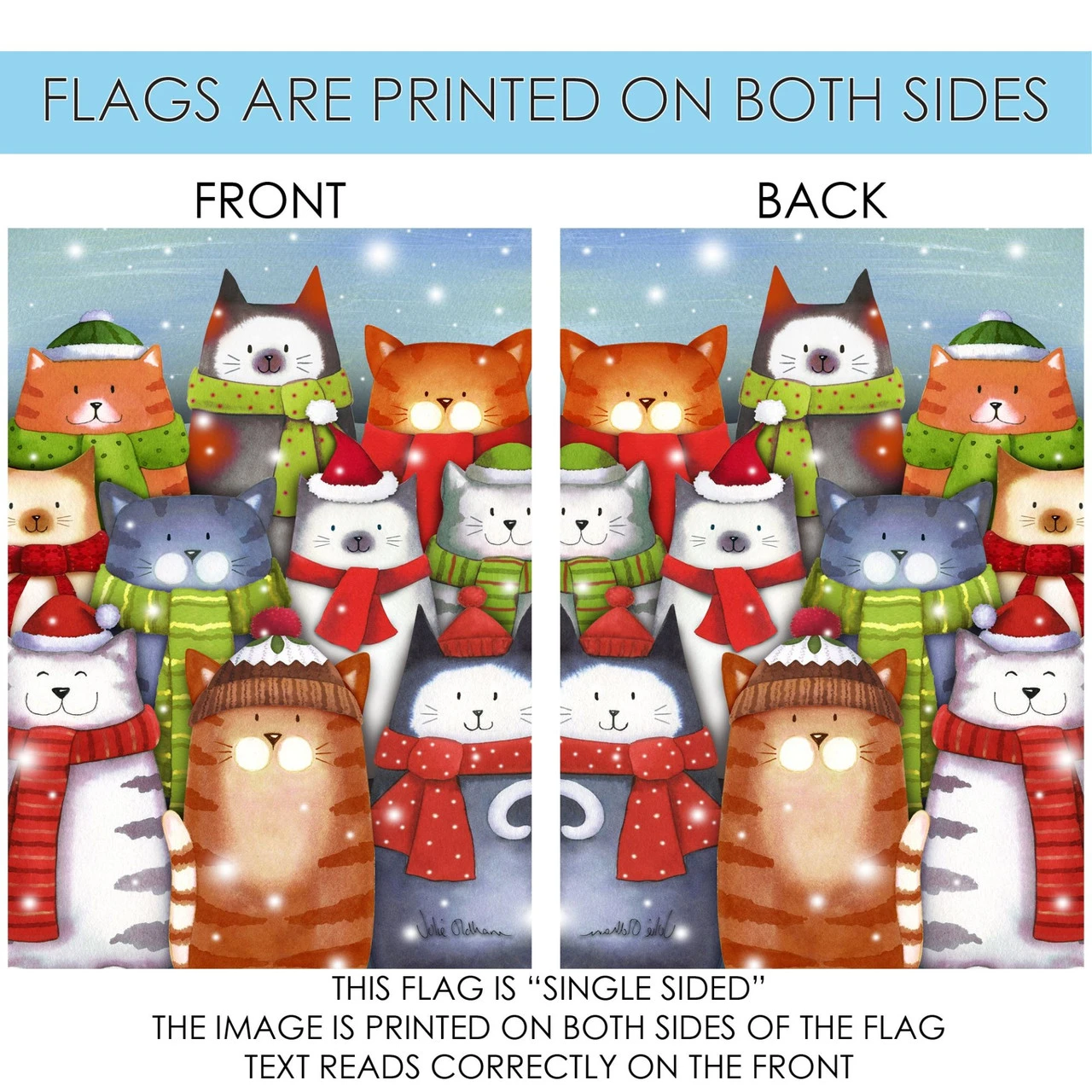 Brown And Gray Cat Caroling Christmas Outdoor House Flag 40" X 28" 4 Brown And Gray Cat Caroling Christmas Outdoor House Flag 40" X 28" - Image 4
