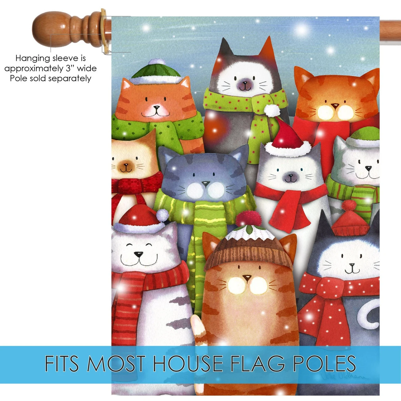 Brown And Gray Cat Caroling Christmas Outdoor House Flag 40" X 28" 5 Brown And Gray Cat Caroling Christmas Outdoor House Flag 40" X 28" - Image 5
