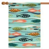 Orange And Green Frolicking Fish Outdoor House Flag 40" X 28"
