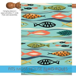 Orange And Green Frolicking Fish Outdoor House Flag 40" X 28" -PatioVibe Shop dtol 1010882 5 99413.1683862162
