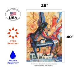 Orange And Black Orchestra Outdoor House Flag 40" X 28" -PatioVibe Shop dtol 1010885 3 68931.1683862170