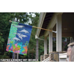 Blue And Green Diving Dolphins Outdoor House Flag 40" X 28" 6 Blue And Green Diving Dolphins Outdoor House Flag 40" X 28" -PatioVibe Shop dtol 1010890 2 68388.1683877605