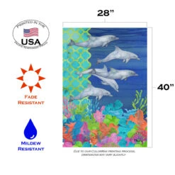 Blue And Green Diving Dolphins Outdoor House Flag 40" X 28" 7 Blue And Green Diving Dolphins Outdoor House Flag 40" X 28" -PatioVibe Shop dtol 1010890 3 09780.1683877605