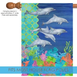 Blue And Green Diving Dolphins Outdoor House Flag 40" X 28" 9 Blue And Green Diving Dolphins Outdoor House Flag 40" X 28" -PatioVibe Shop dtol 1010890 5 76076.1683877606