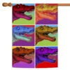 Neon Dinosaur Collage Outdoor House Flag 40" X 28"