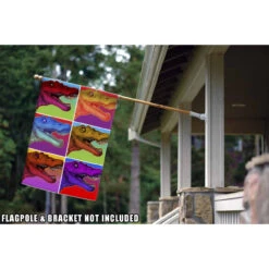 Neon Dinosaur Collage Outdoor House Flag 40" X 28" -PatioVibe Shop dtol 1010893 2 05096.1683877610